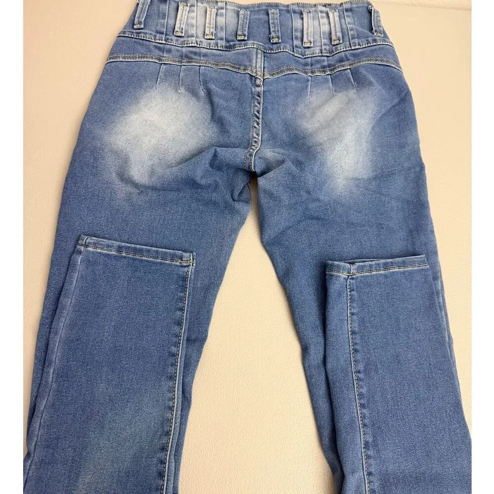 Pink Label Denim Co High Rise Skinny Jeans Size 8 Stretch Blue Denim